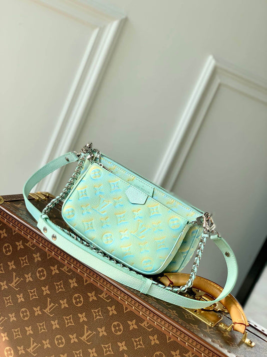 M46180 Multi Pochette Accessoires Handbag cross body bags shoulder bag green calfskin Monogram Empreinte