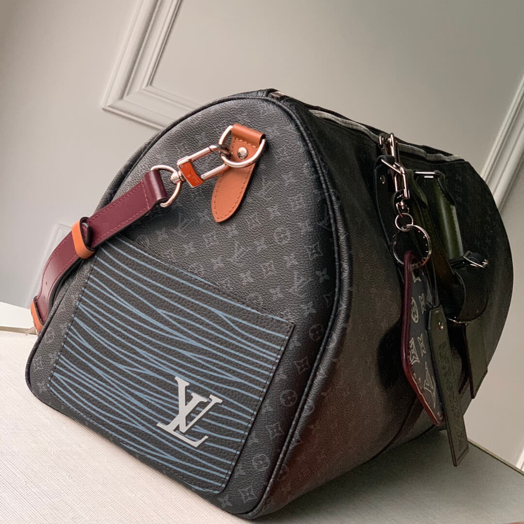 maroon black monogram travel bag 