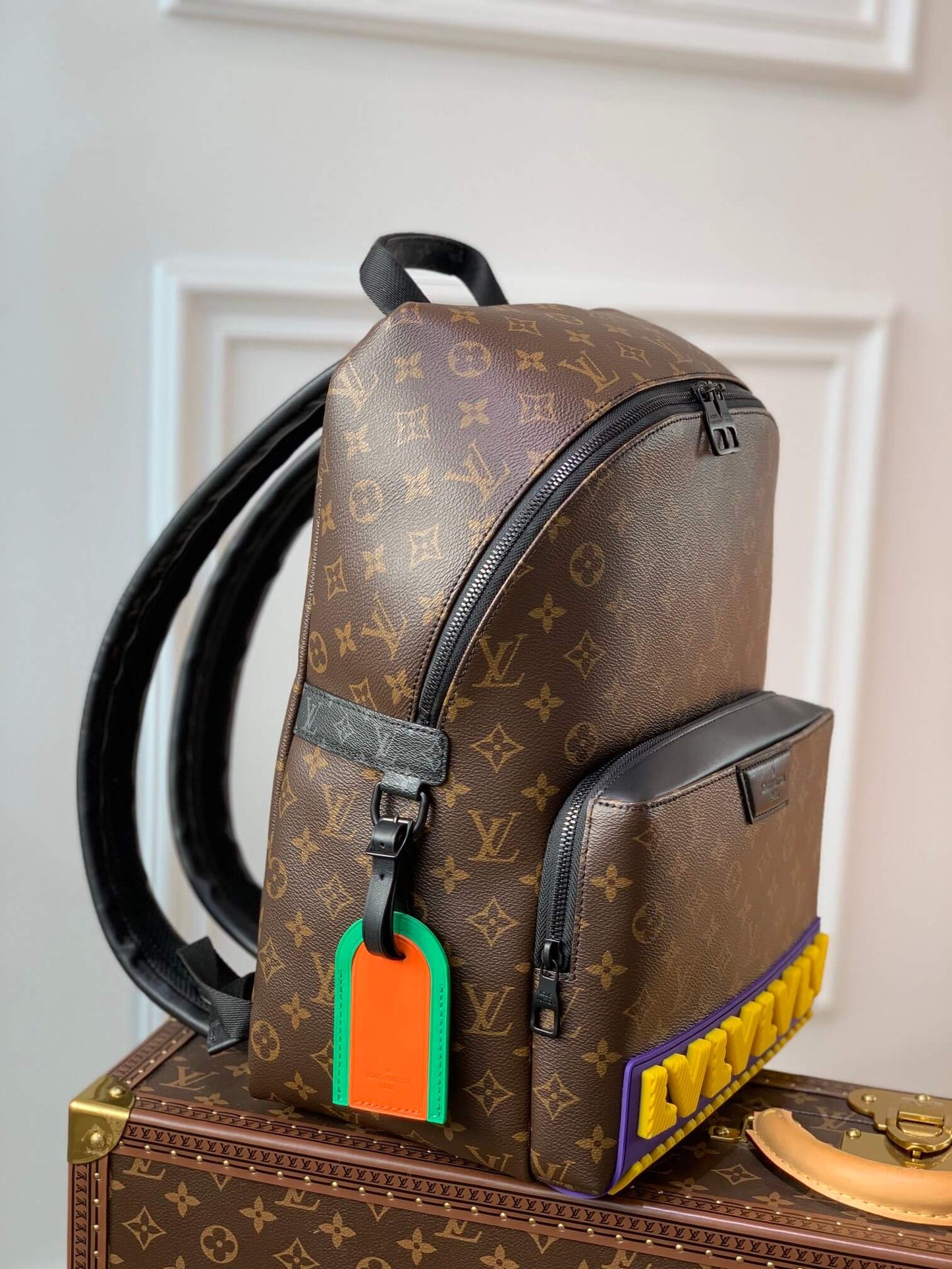 monogram backpack orange green yellow