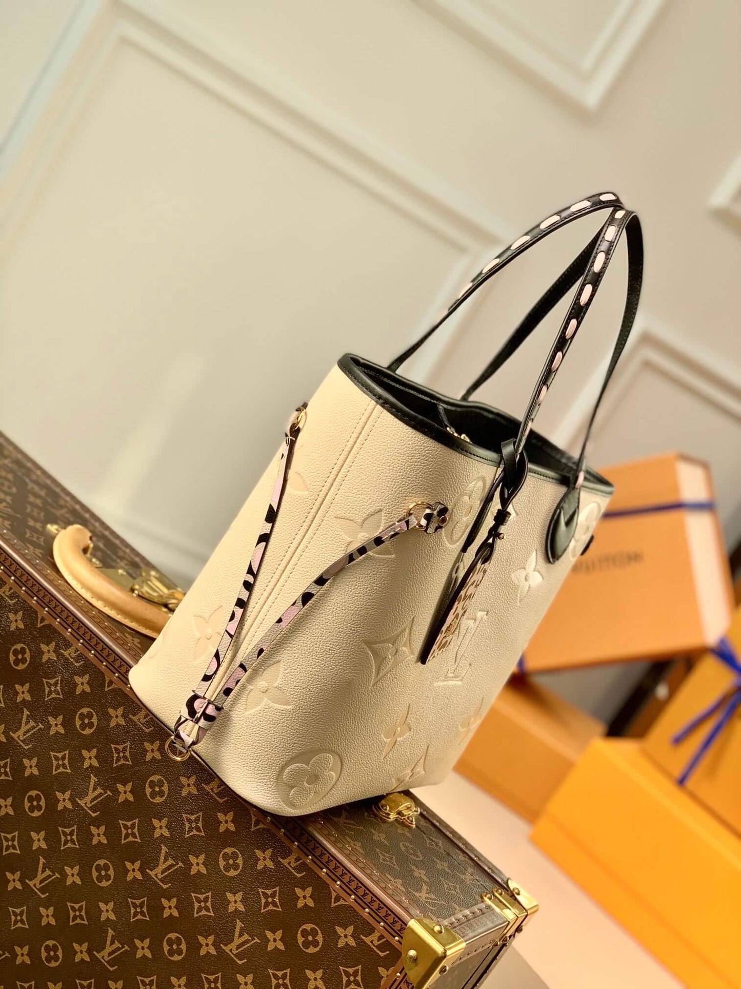 M58525 Match neverfull Monogram bucket bag Handbag white calfskin monogram