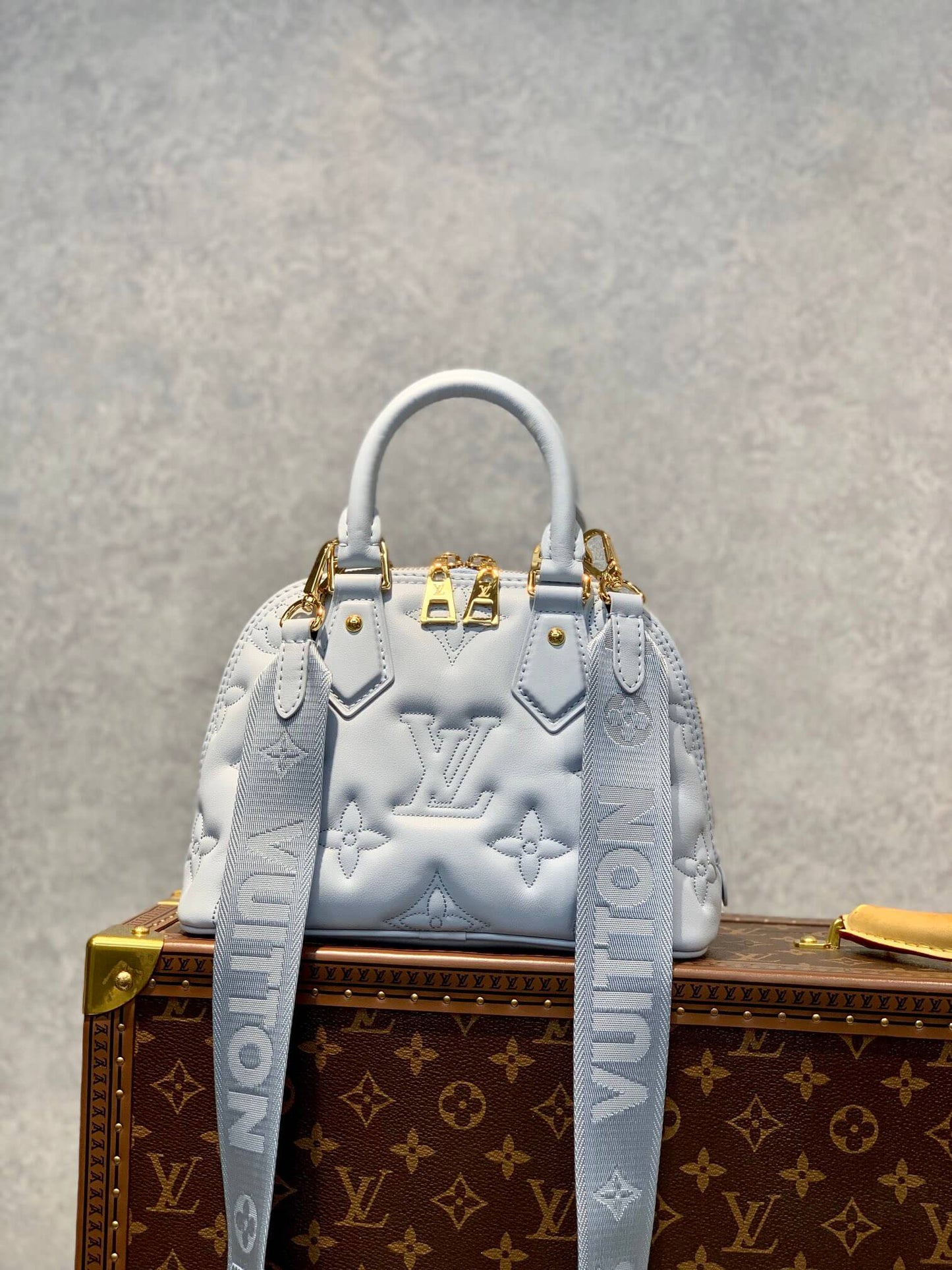 M59822 Alma BB calfskin Monogram 24.5cm light blue