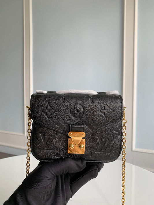 black gold crossbody monogram leather bag