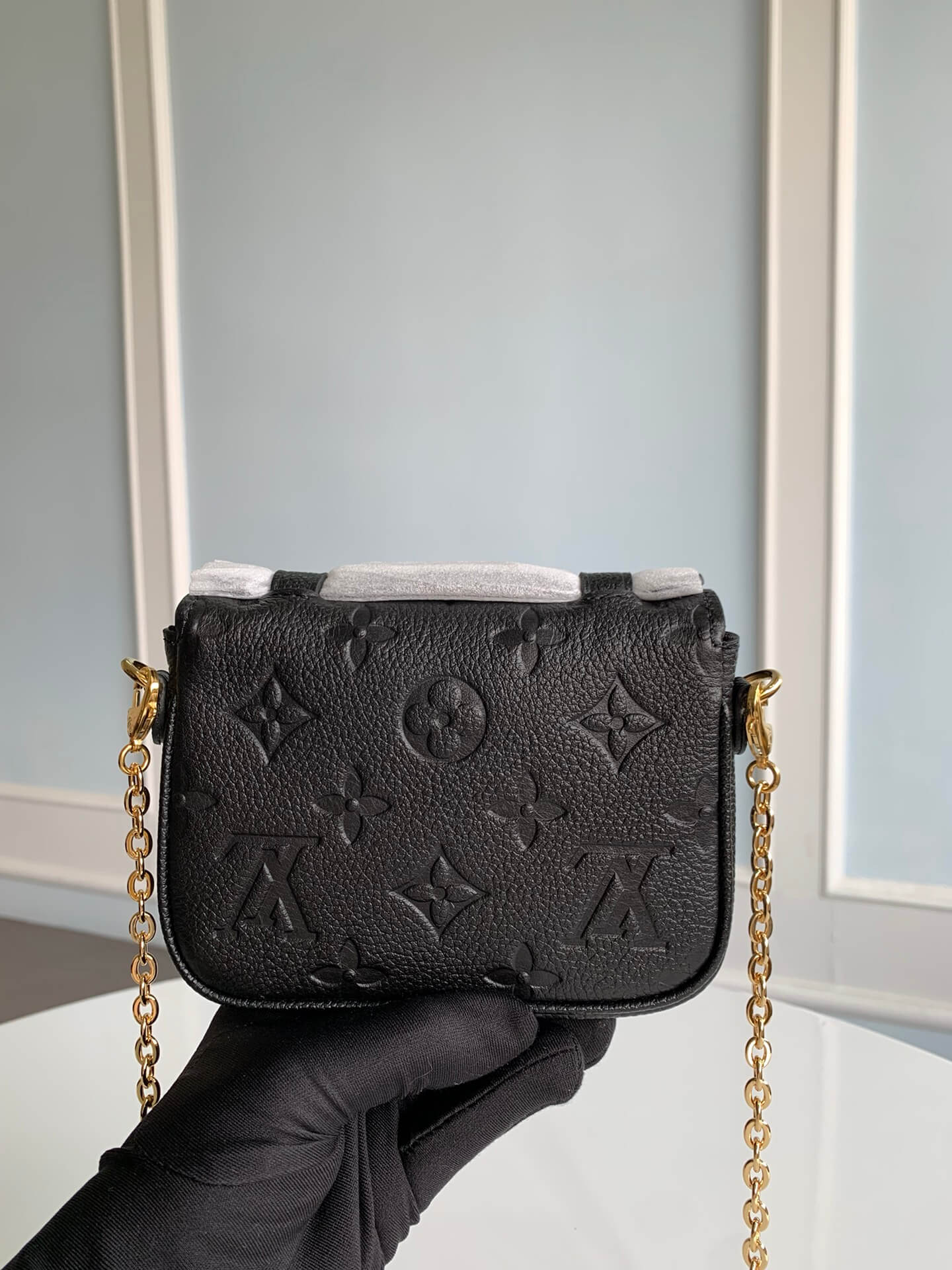 black monogram leather small bag