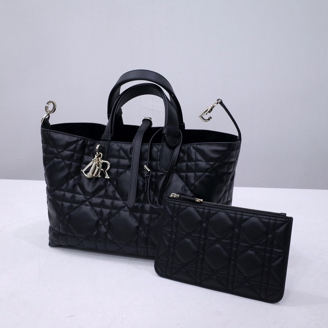 DIO MEDIUM DIOR TOUJOURS BAG Black Macrocannage Calfskin M2821OSHJ_M900 23017