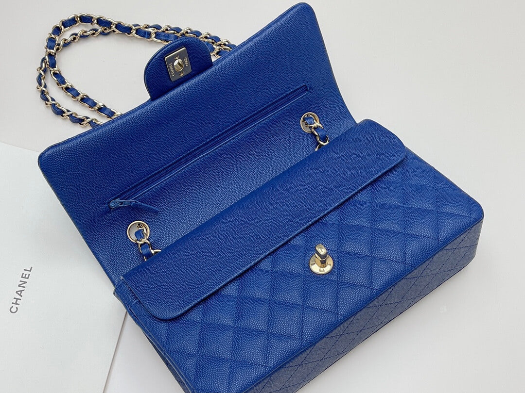 MI0712 Classic  Flap shoulder bag cross body bags blue Lambskin 25.5cm