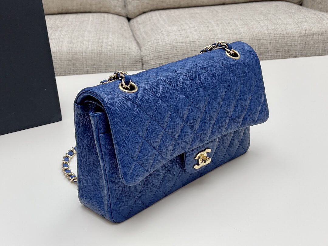 MI0712 Classic  Flap shoulder bag cross body bags blue Lambskin 25.5cm