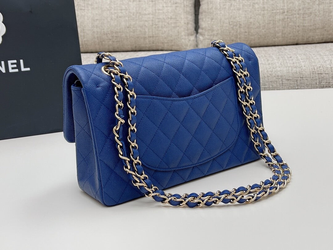 MI0712 Classic  Flap shoulder bag cross body bags blue Lambskin 25.5cm