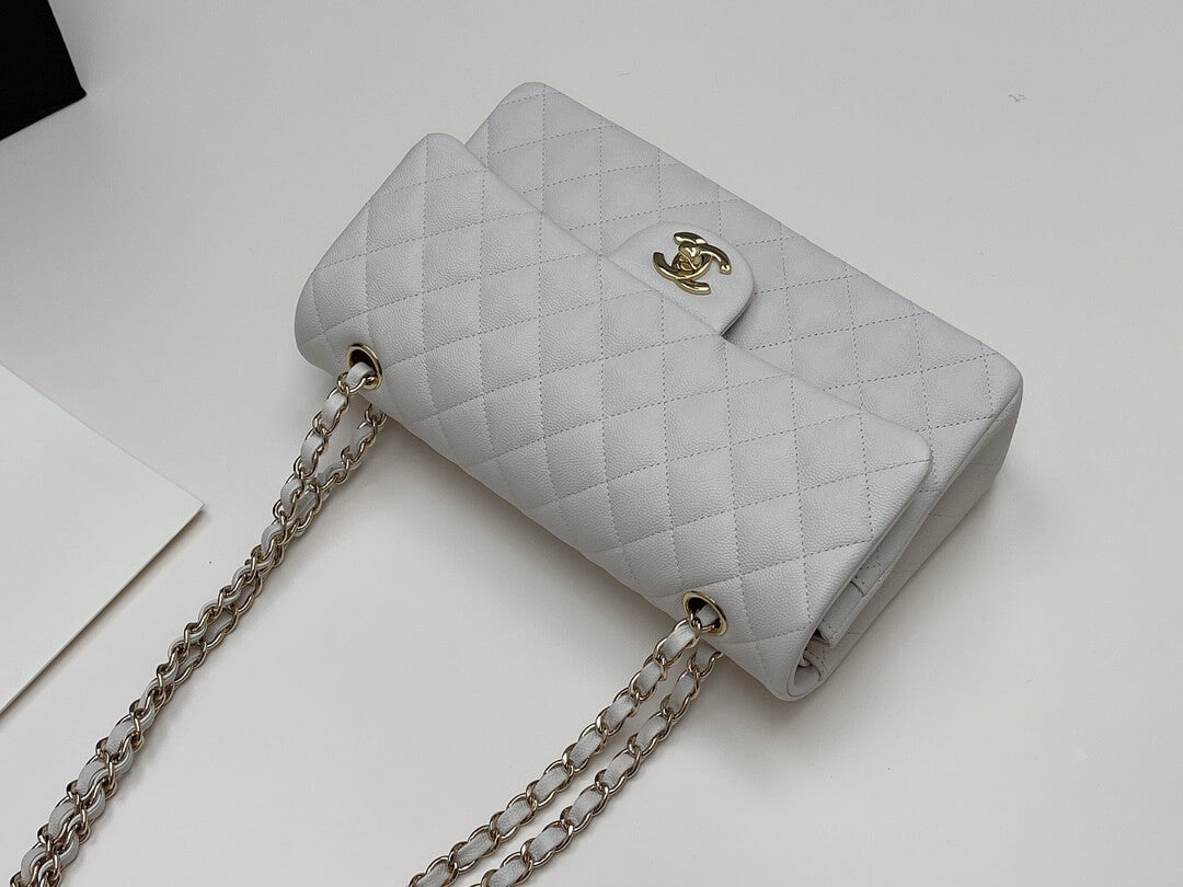 MI0712 Classic  Flap shoulder bag cross body bags dirty white Lambskin 25.5cm