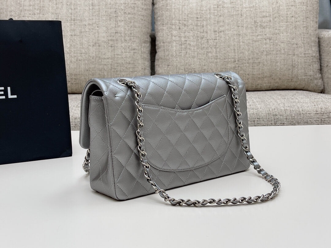 MI0712 Classic  Flap shoulder bag cross body bags grey Lambskin 25cm