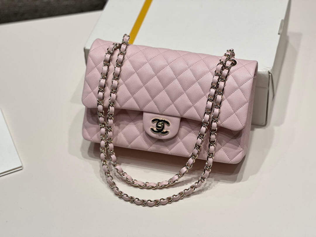 MI0712 Classic  Flap shoulder bag cross body bags pink Lambskin 25cm