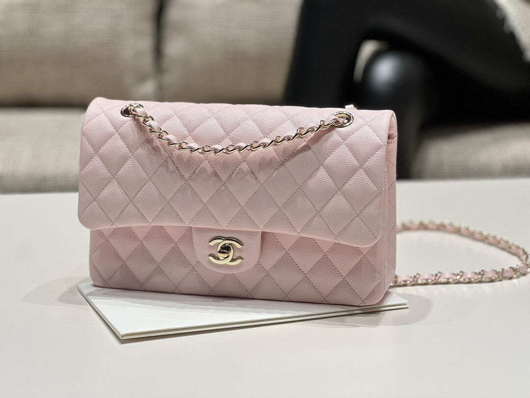 MI0712 Classic  Flap shoulder bag cross body bags pink Lambskin 25cm