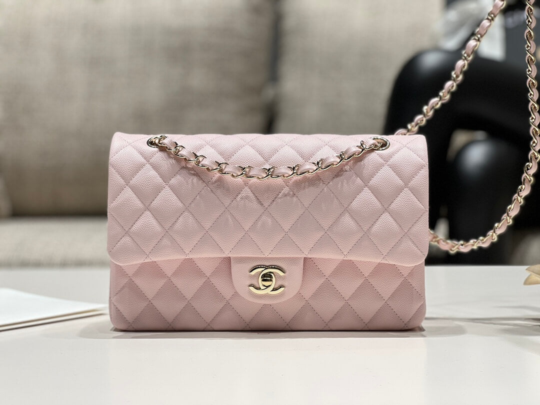 MI0712 Classic  Flap shoulder bag cross body bags pink Lambskin 25cm