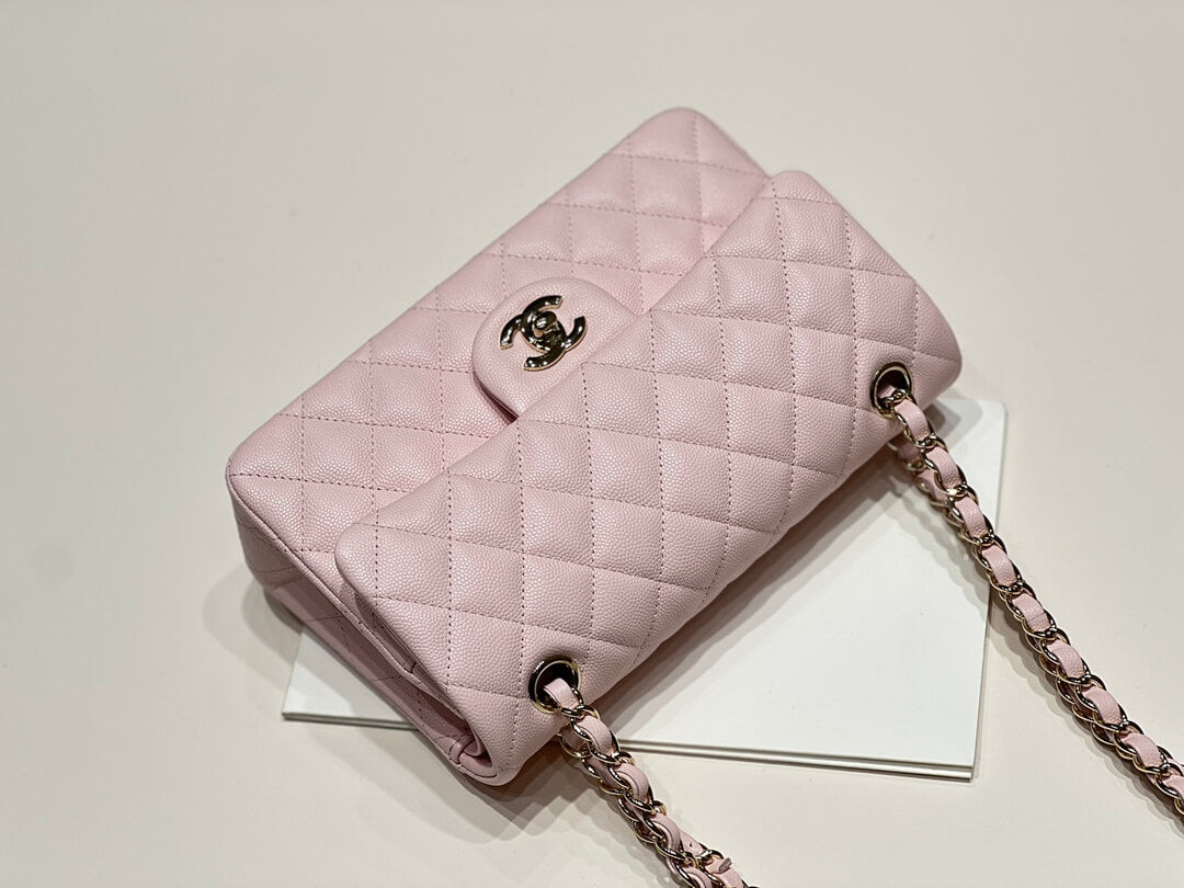 MI0712 Classic  Flap shoulder bag cross body bags pink Lambskin 23cm