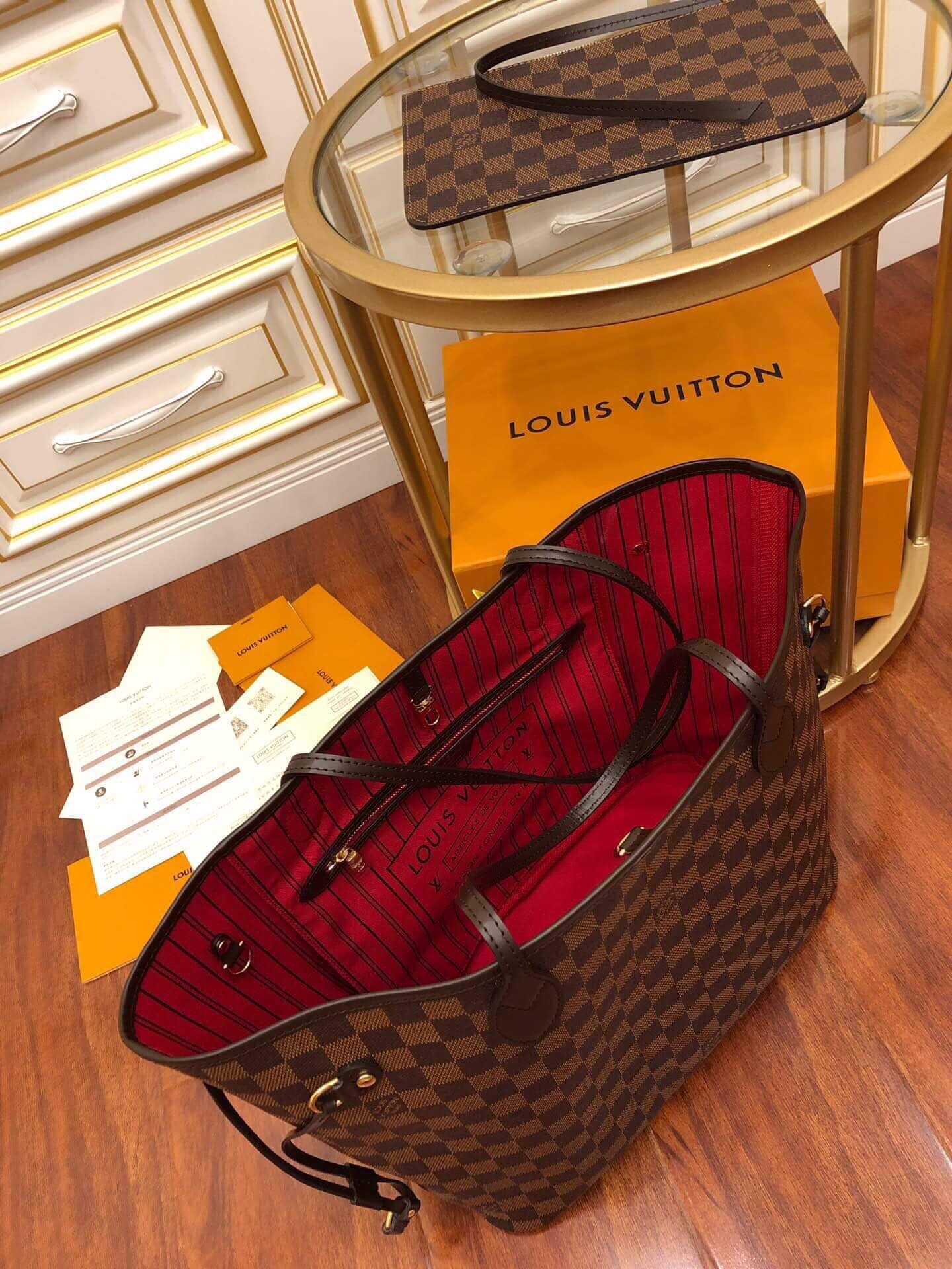 N41358 NEVERFULL MM Cherry Damier Ebene RED INSIDE original quality