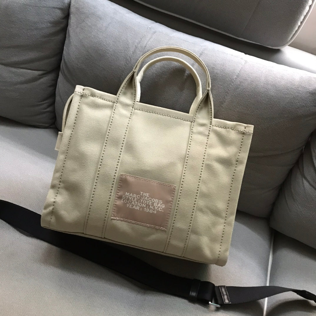 M-J TOTE BAG CANVAS BEIGE OFF WHITE 26cm 34cm