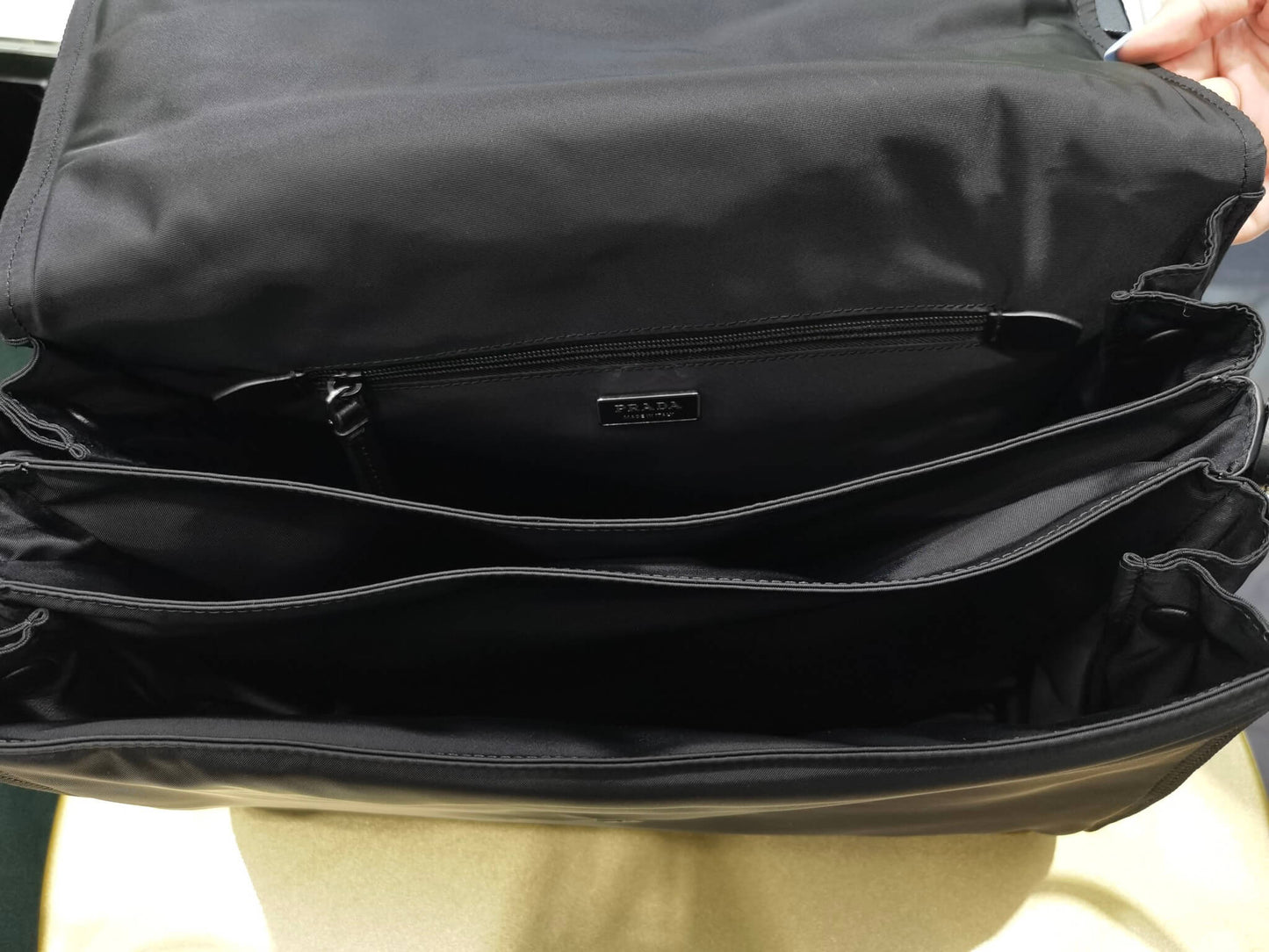 PRA 1BD256 Large padded Re-Nylon shoulder bag Black