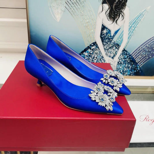 RV0724 Bouquet Strass High-heeled shoes Women's shoes blue