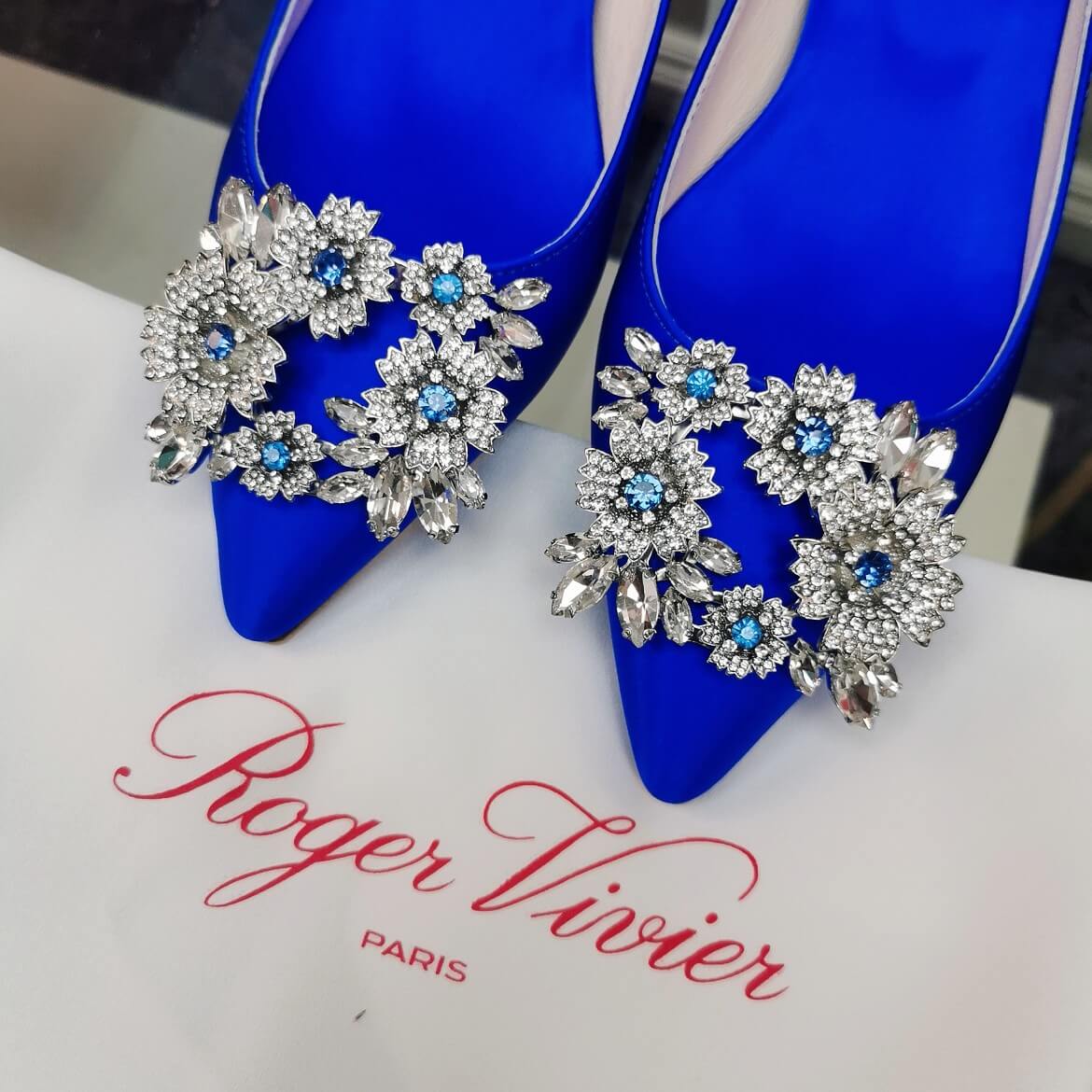 RV0724 Bouquet Strass High-heeled shoes Women's shoes blue