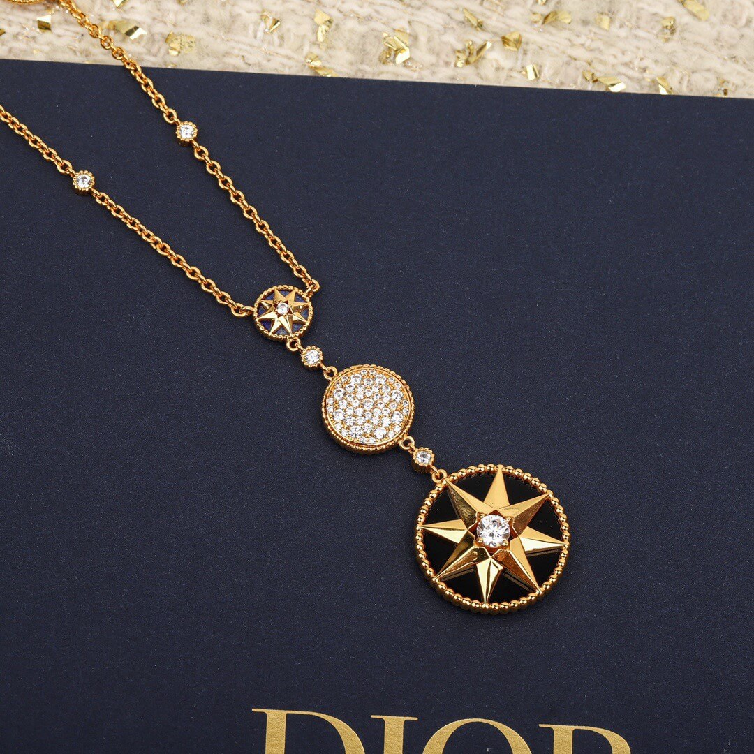 Rose Lucky Star Compass Long Necklace with Double Sided Temperament Fashion Women's XL13168A29