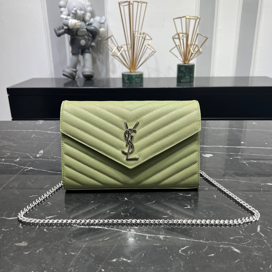 ysl chain bag green silver hardware