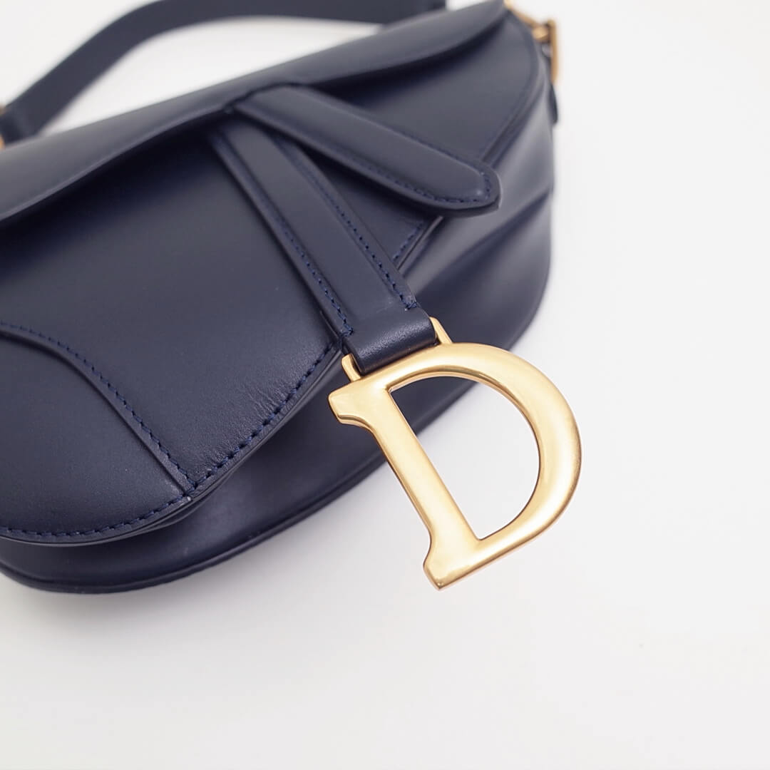 DO Saddle bag balck gold 21cm hardware plain leather 6816