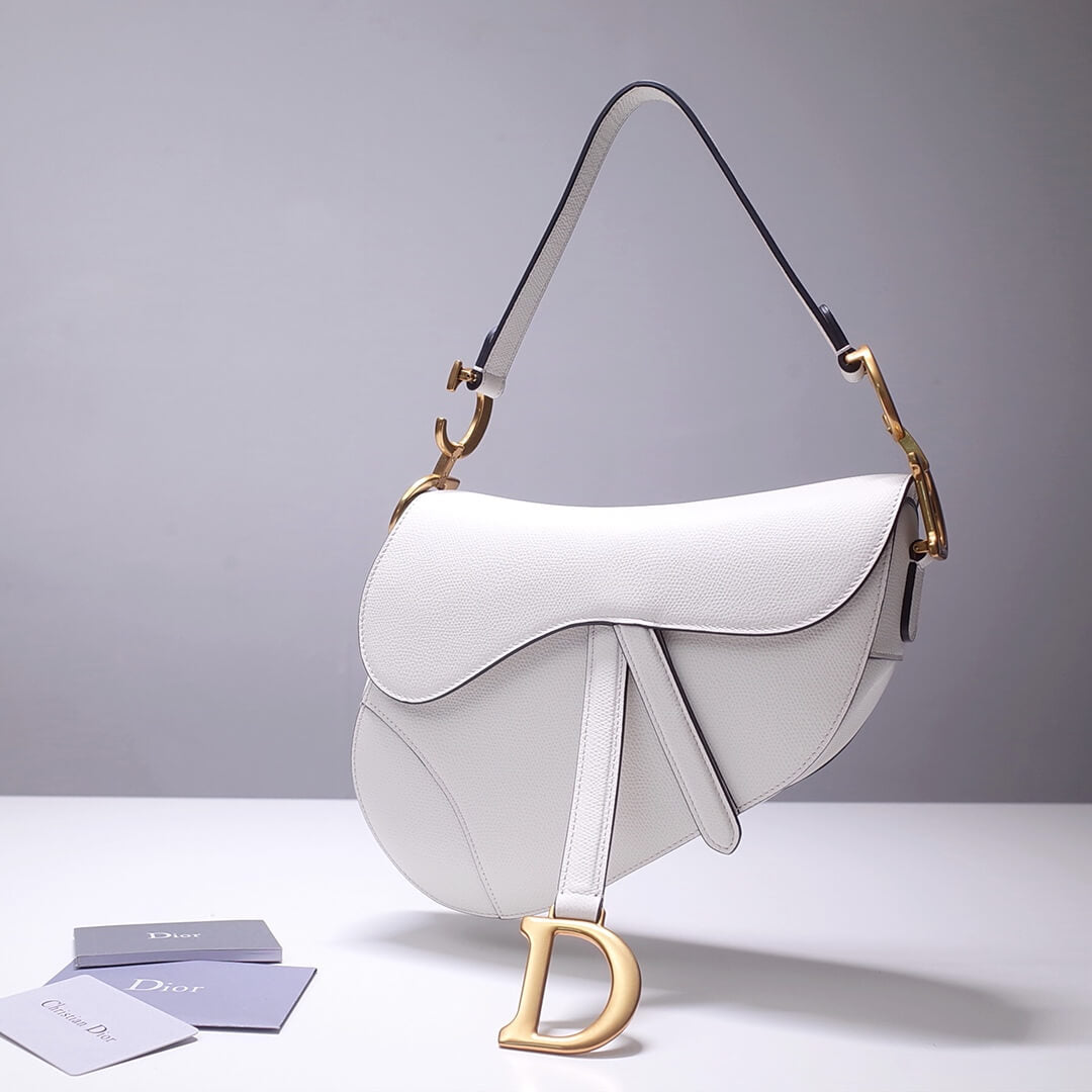 DO Saddle bag white 26cm gold hardware epsom leather 6816