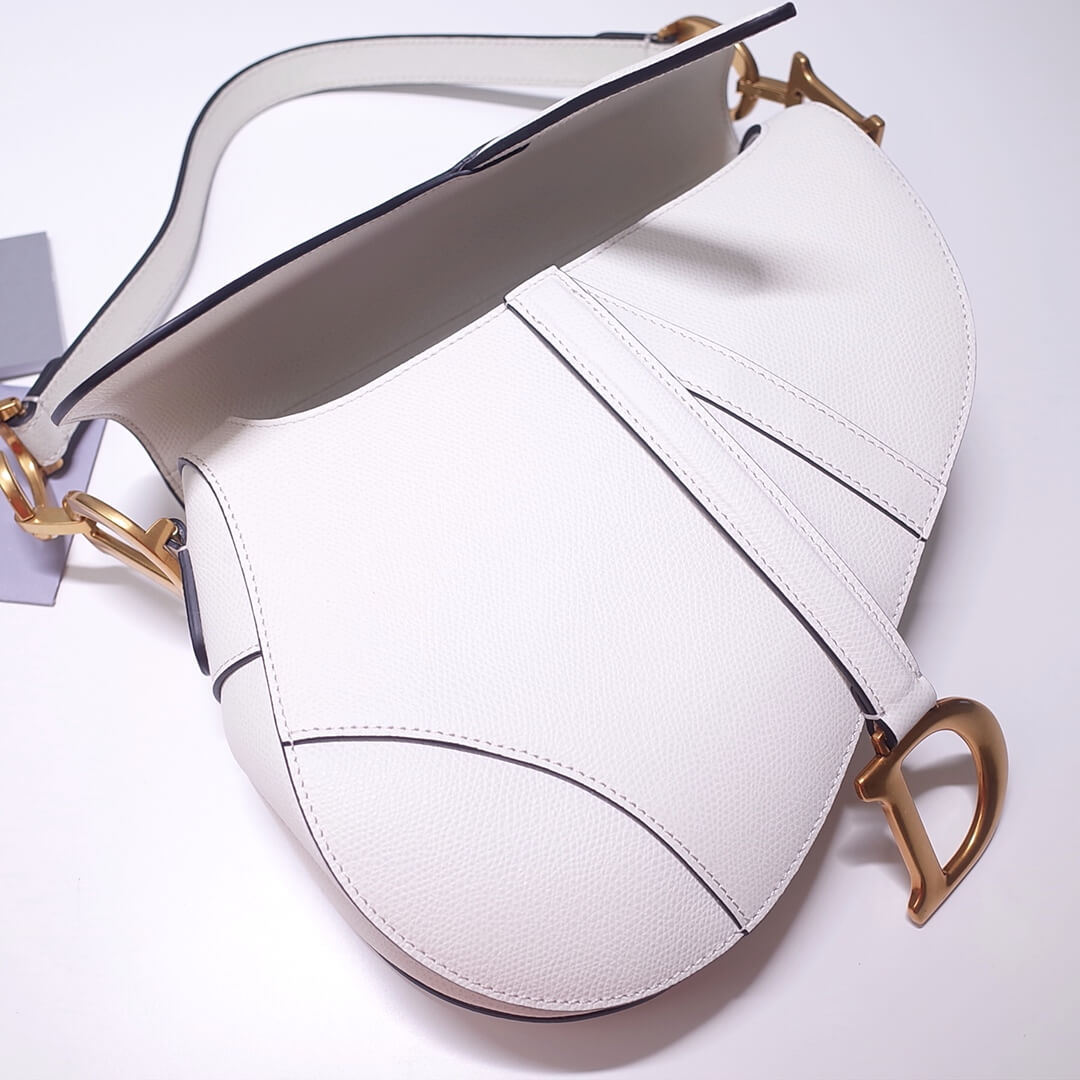 DO Saddle bag white 26cm gold hardware epsom leather 6816