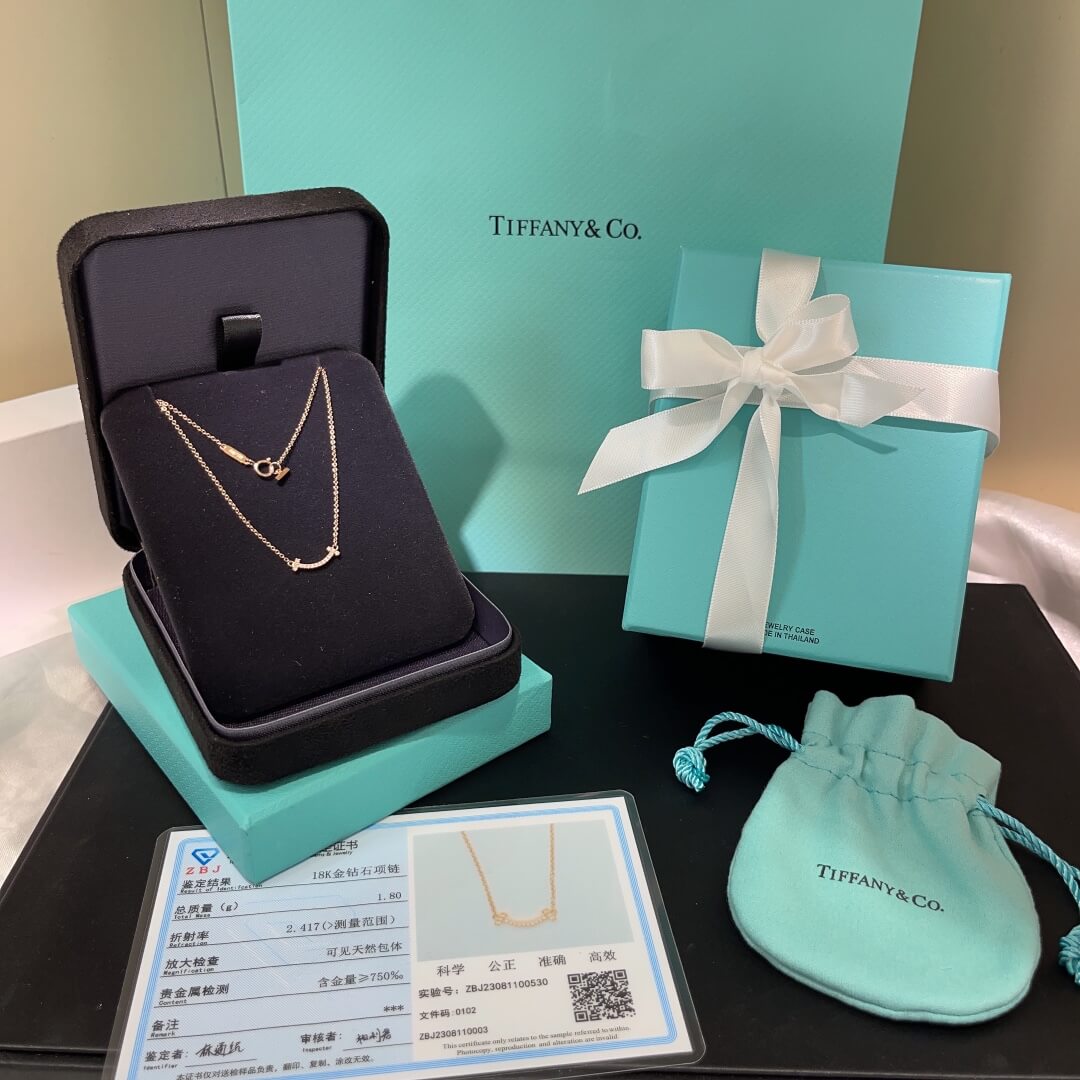 Tiffany mini smiley face light luxury high-end collarbone chain diamond necklace XLC26