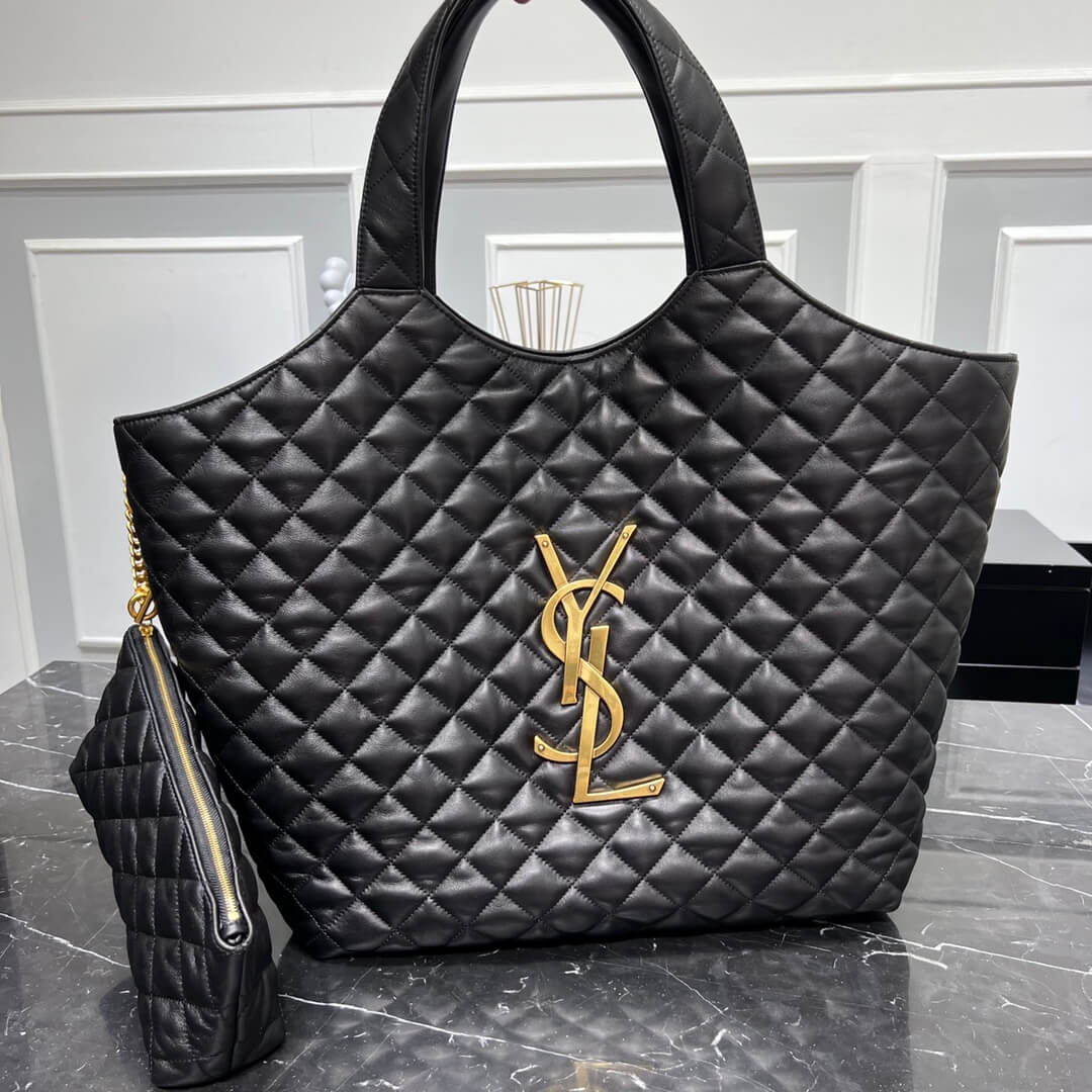 YSL 698651 tote Handbag black Lambskin Super large space 58cm