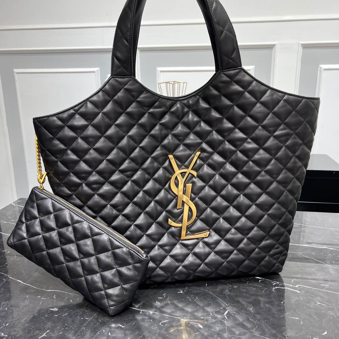 YSL 698651 tote Handbag black Lambskin Super large space 58cm