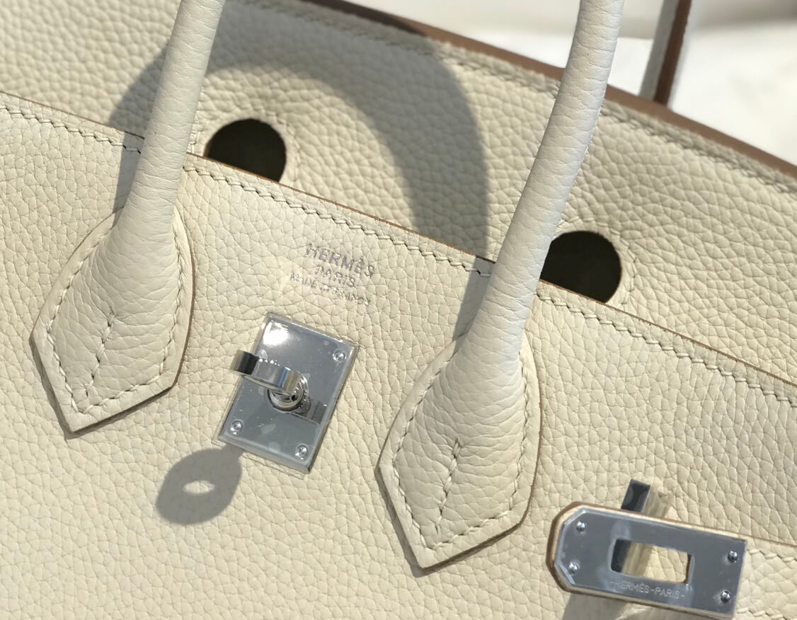 HM Birkin bag 25/30 togo leather WHITE SILVER hardware