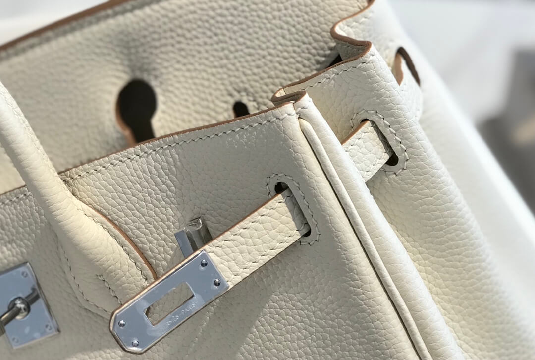 HM Birkin bag 25/30 togo leather WHITE SILVER hardware