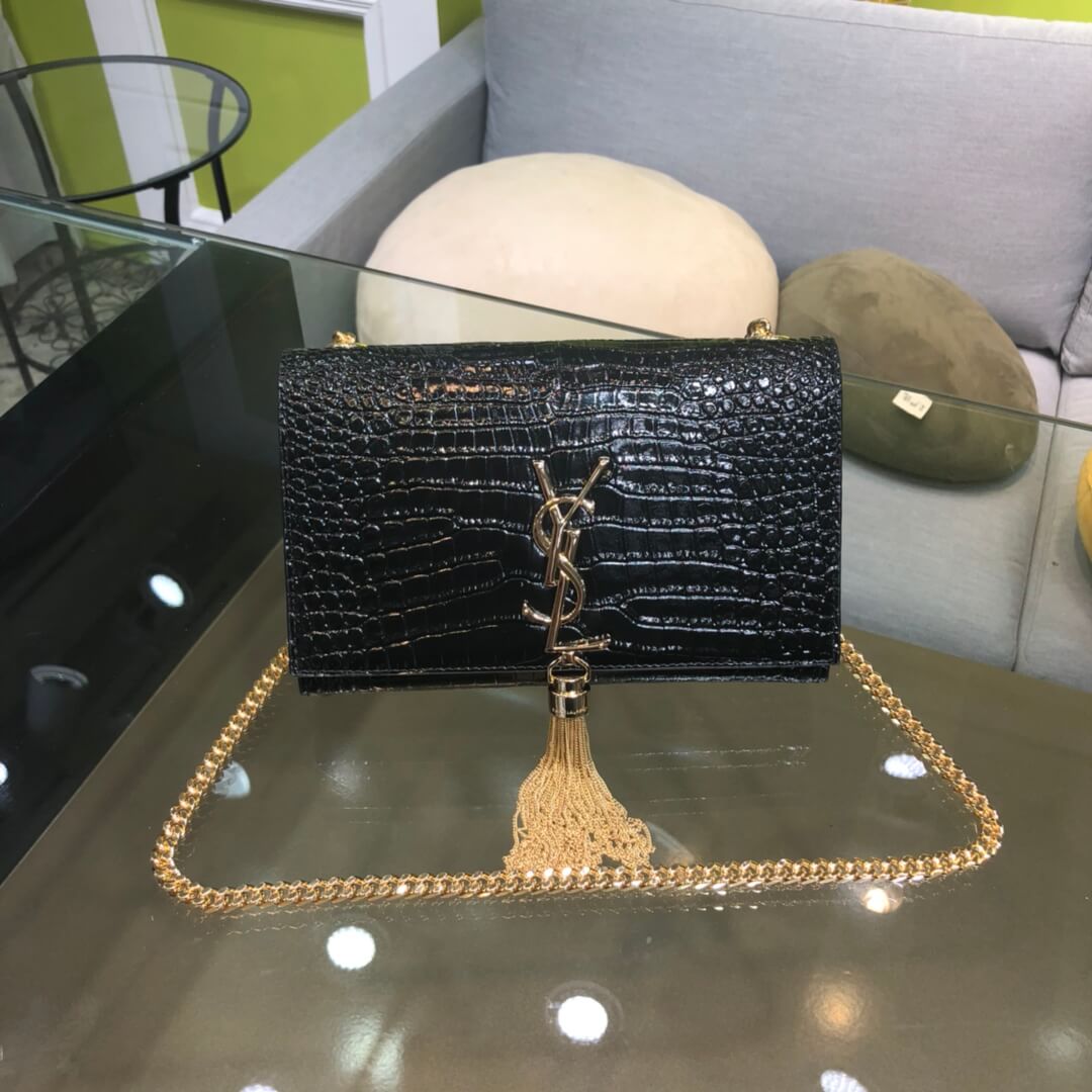 YSL cross body bag black leather