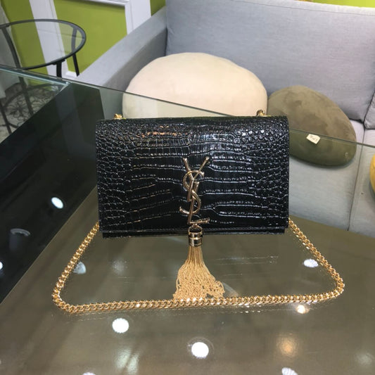 YSL cross body bag black leather