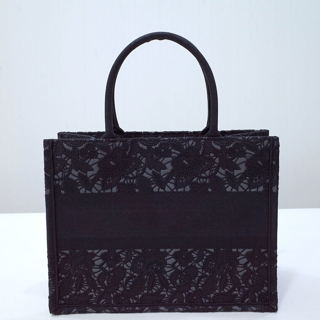 DO1286 book tote small size 36.5cm 41.5cm embroidery black-3