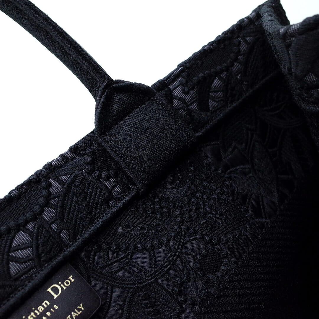 DO1286 book tote small size 36.5cm 41.5cm embroidery black-3