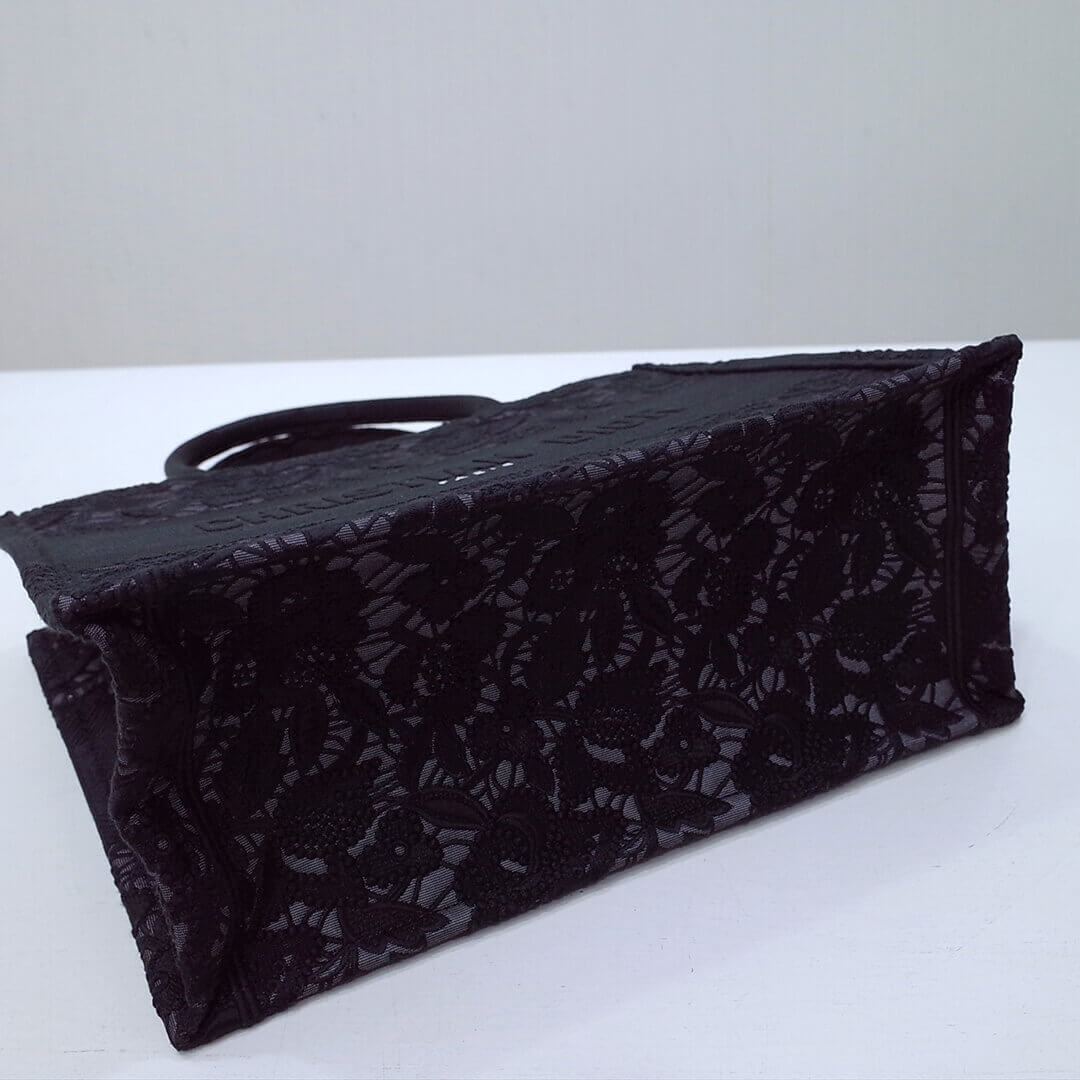 DO1286 book tote small size 36.5cm 41.5cm embroidery black-3