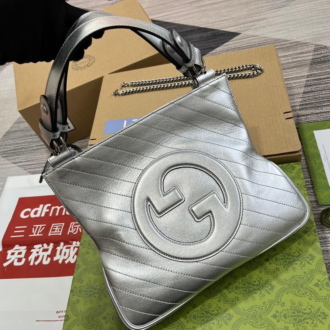 GC751518 Blondie Handbag 24cm Silver leather Free shipping