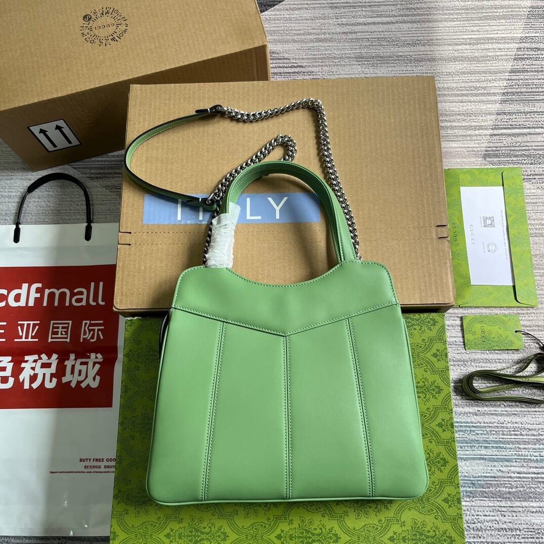 GG 745918 totes Handbag 28cm light green/Genuine Leather