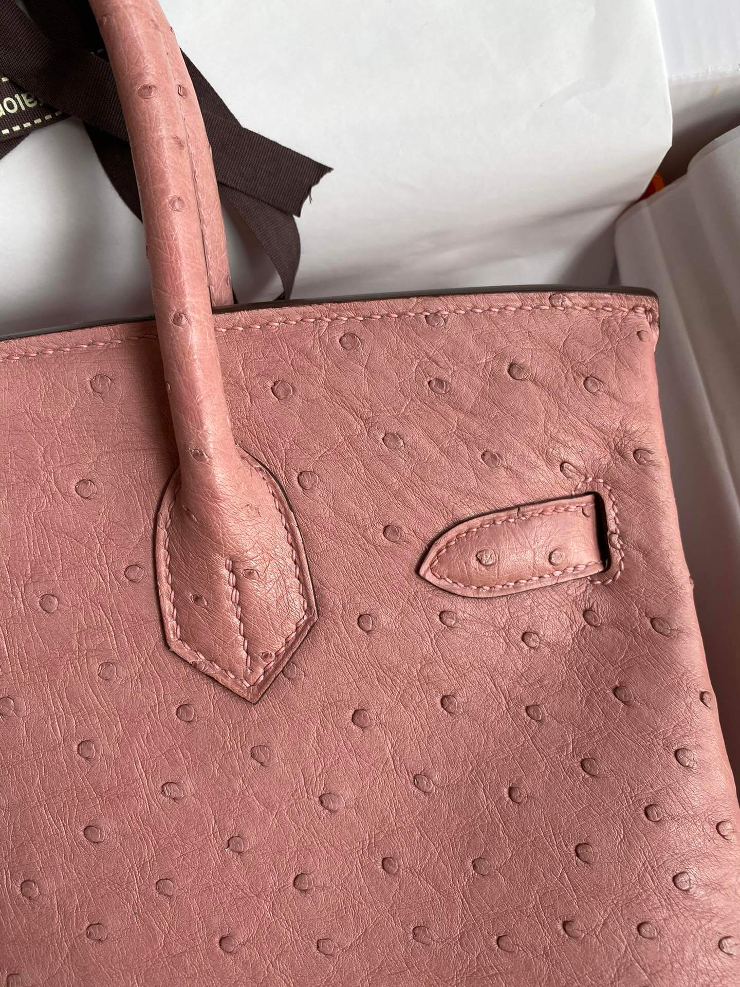 wax thread birkin 30 pink ostrich leather