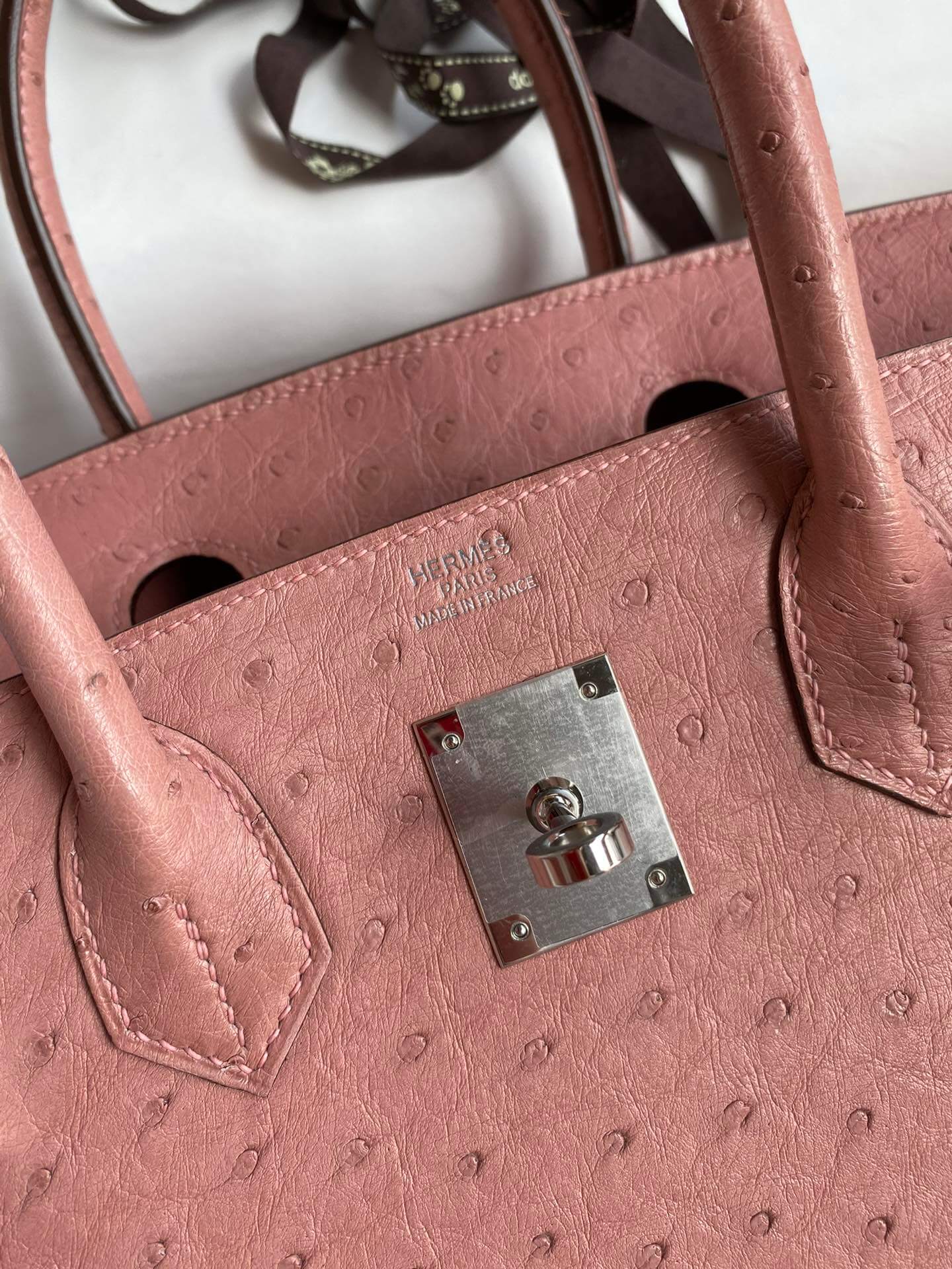 ostrich leather birkin 30 bag pink silver