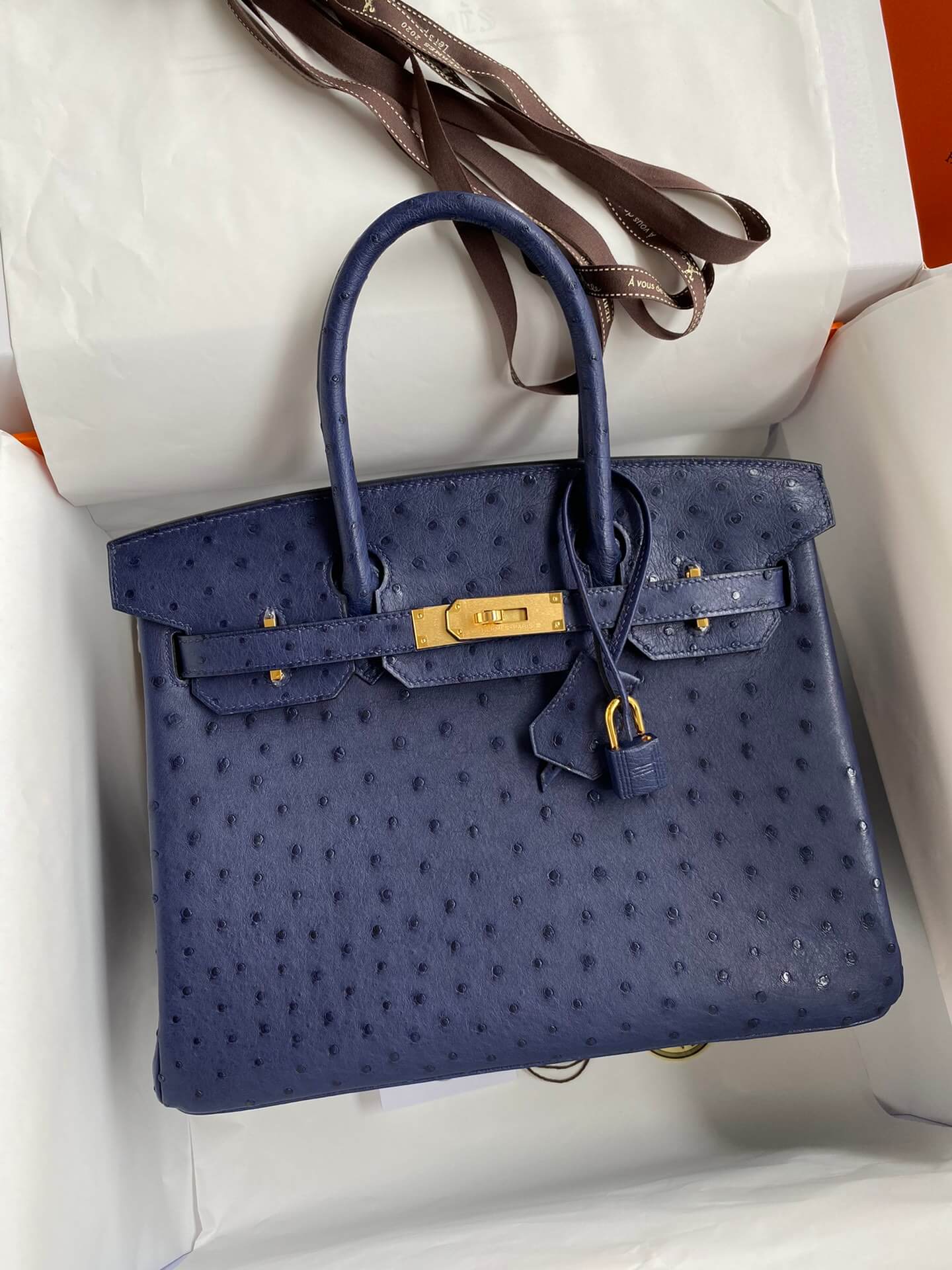 birkin 30 bag iris blue gold