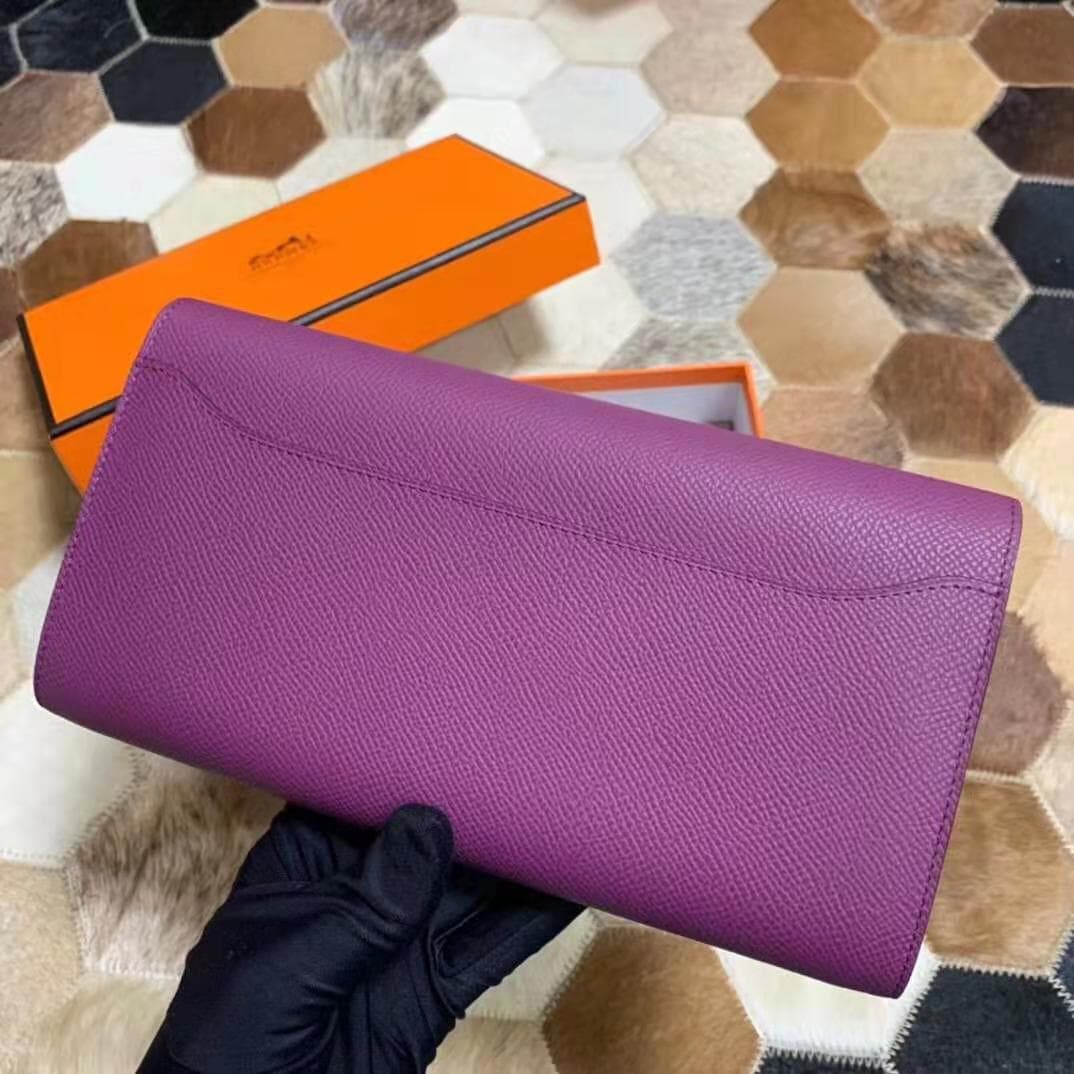 purple women long wallet epsomo leather