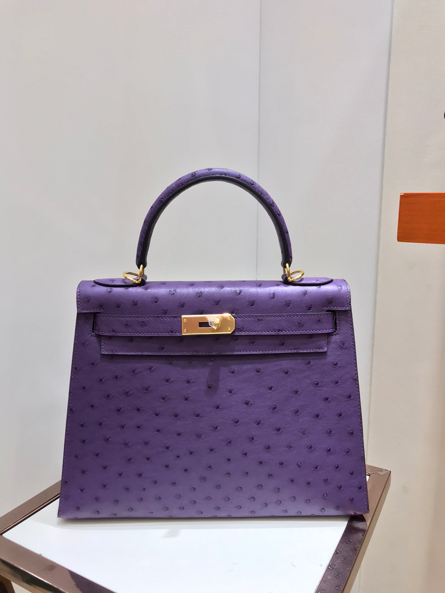 kelly bag 25 purple gold hardware