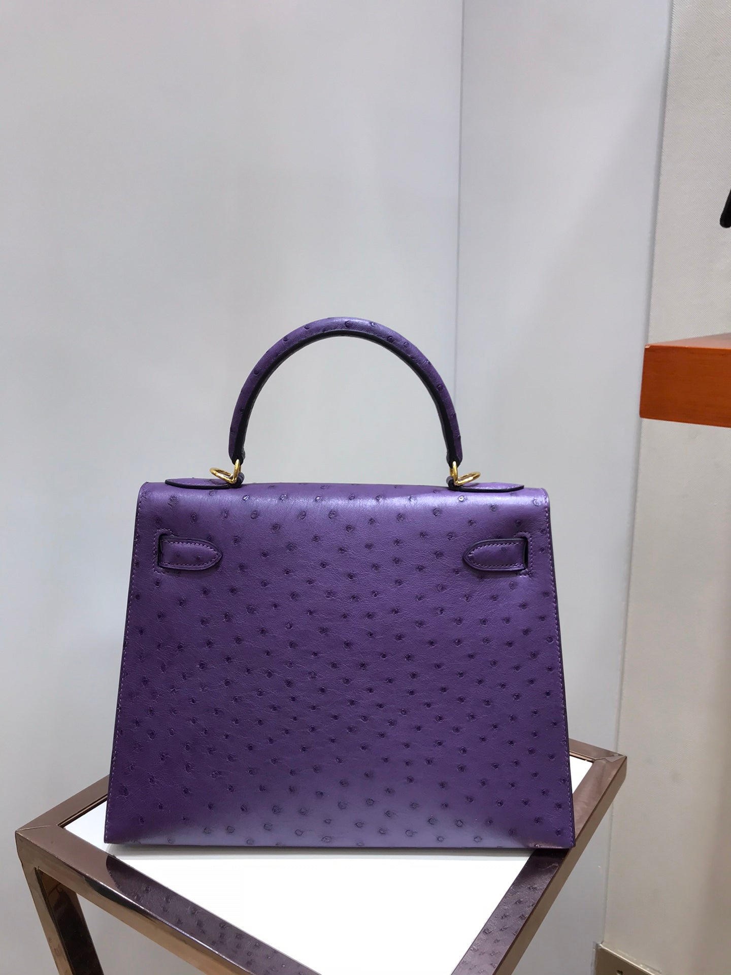 kelly bag 25 purple ostrich