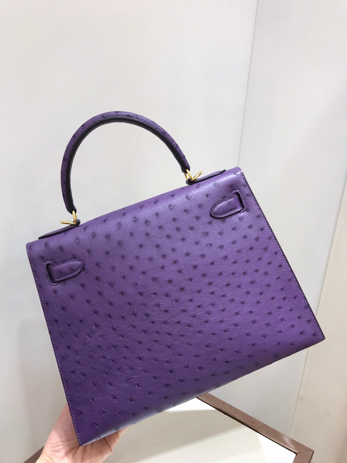 purple kelly bag 25 ostrich leather