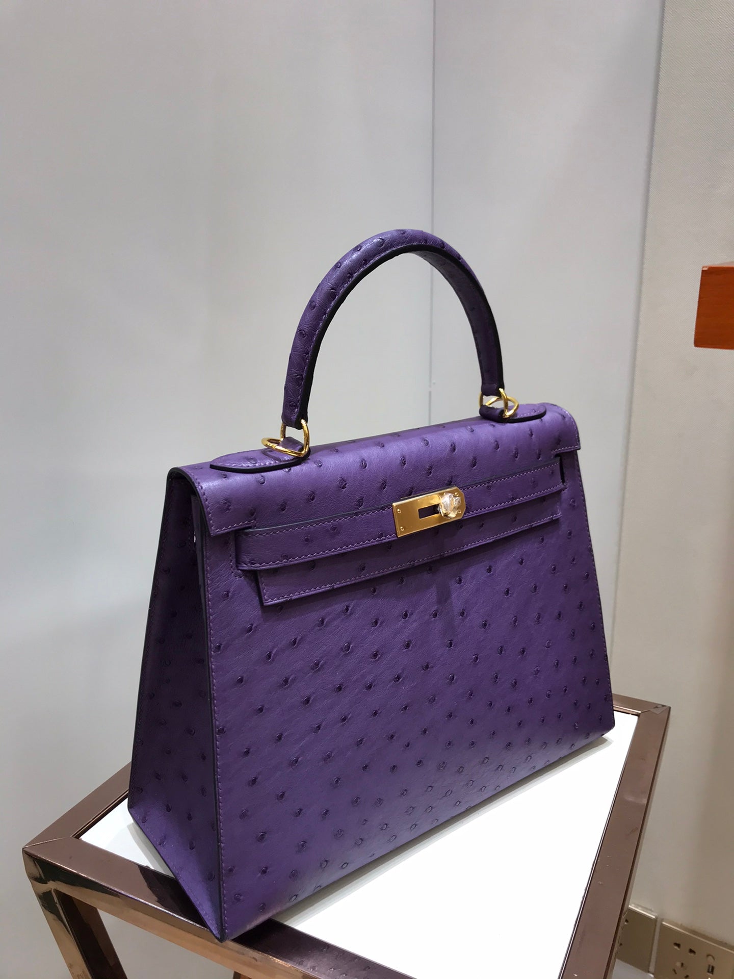 kelly bag 28 purple gold hardware