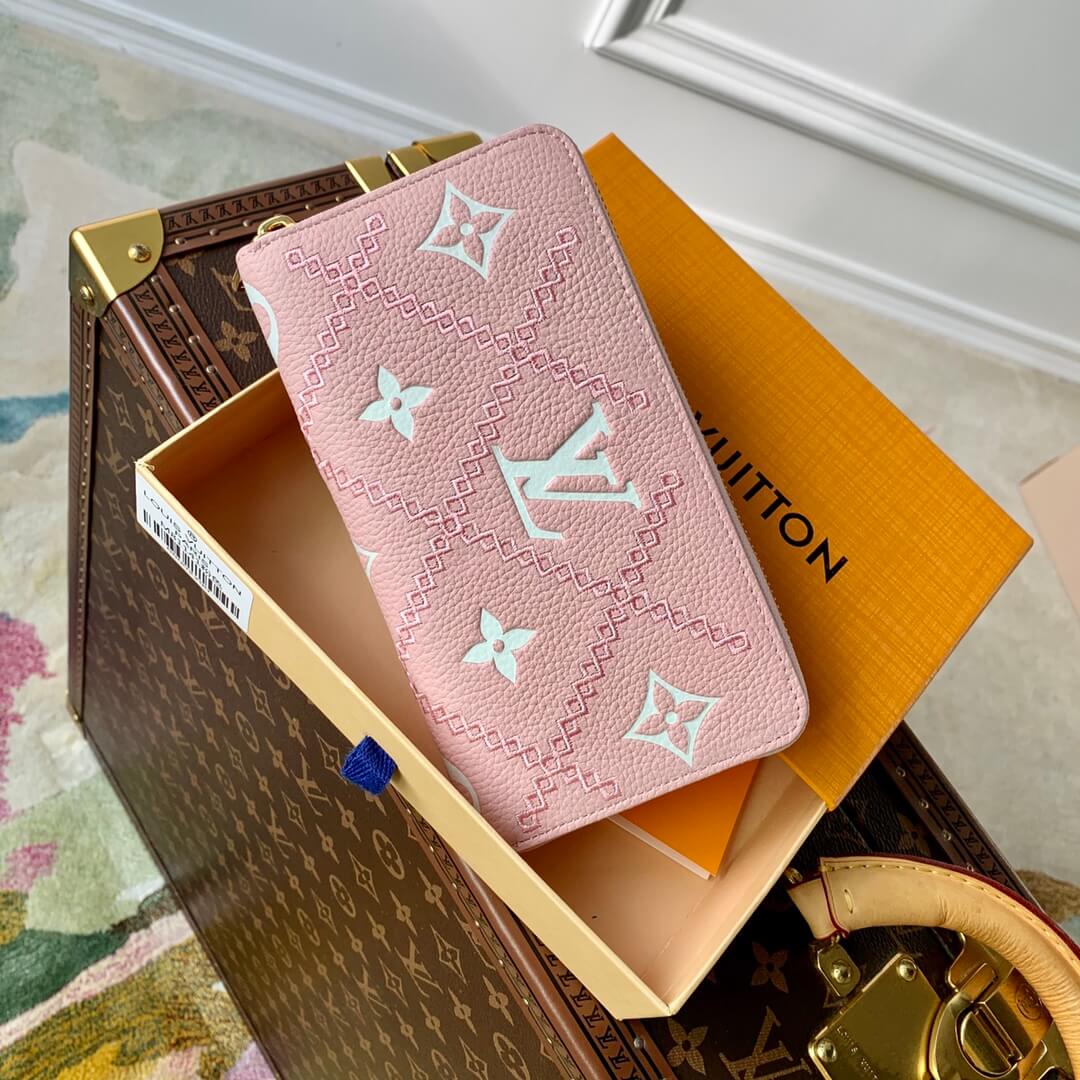 Pink lv wallets embroidery