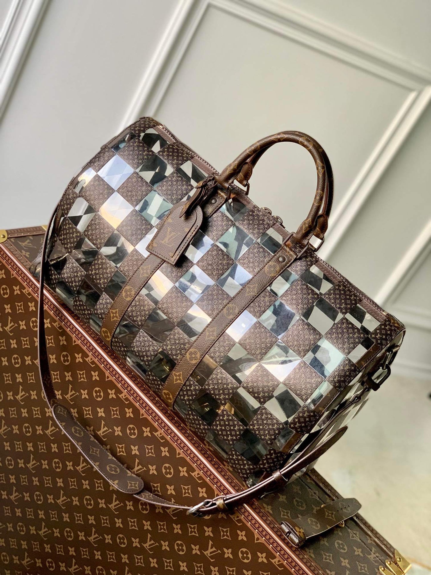 M20864 KEEPALL BANDOULIÈRE 50 Monogram Chess brown