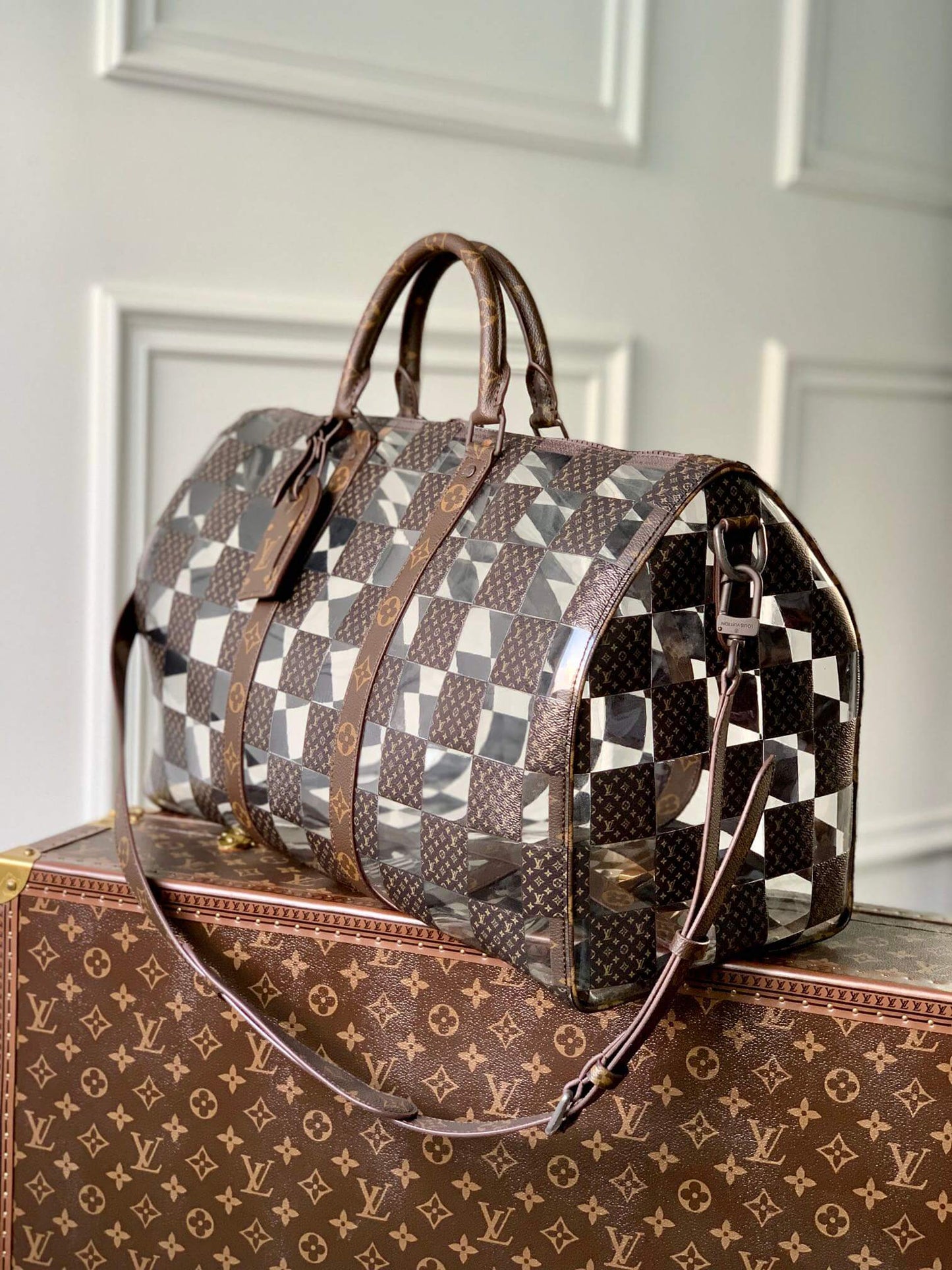 M20864 KEEPALL BANDOULIÈRE 50 Monogram Chess brown